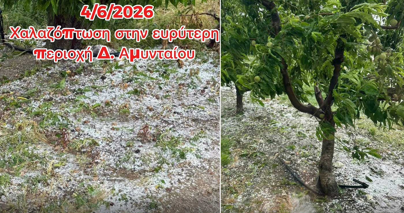 Έντονη χαλαζόπτωση στο Αμύνταιο – Αναμένονται κλιμάκια του ΕΛΓΑ (video)