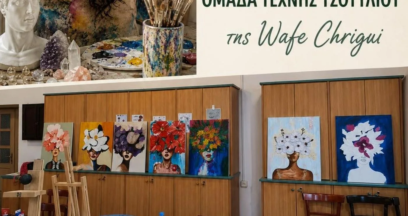 Μια νεαρή γυναίκα ζωγραφίζει σε ένα εργαστήριο τέχνης στο Τσοτύλι, μέρος του πολιτιστικού καλοκαιριού του δήμου Βοΐου.