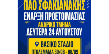 Από την Κέρκυρα στην Πτολεμαΐδα για 3η συνεχόμενη χρονιά ο ΠΑΟ Σφακιανάκης