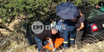Κοζάνη: Αυτοκίνητο εξετράπη και κατέληξε σε γκρεμό – Δέντρο ανέκοψε την πτώση του