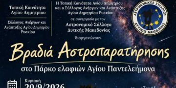 Βραδιά Αστροπαρατήρησης στο Πάρκο Ελαφιών Αγίου Παντελεήμονα