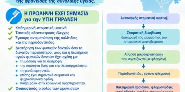 Ένας ηλικιωμένος άνδρας δέχεται οδοντιατρικό έλεγχο από έναν οδοντίατρο, συμβολίζοντας τη σημασία της στοματικής υγείας για την πρόληψη της νόσου Alzheimer.