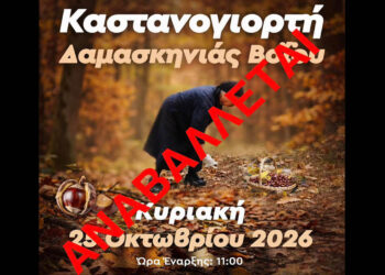 Αναβλήθηκε η Καστανογιορτή στη Δαμασκηνιά Βοΐου λόγω κακοκαιρίας – Η νέα ημερομηνία