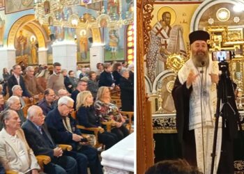 Στον κατάμεστο Ι.Ν. Αγίου Στεφάνου και Οσίας Παρασκευής Πτολεμαΐδας, λειτούργησε ο  Σεβασμιώτατος Μητροπολίτης ΦΠΕ κ.κ.Ειρηναίος (ρεπορτάζ της Κούλας Πουλασιχίδου)