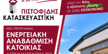 Ενταχθείτε στο νέο πρόγραμμα ενεργειακής αναβάθμισης κατοικιών στην Δυτική Μακεδονία με την αίτηση σας εντελώς ΔΩΡΕΑΝ από την ΠΙΣΤΟΦΙΔΗΣ ΚΑΤΑΣΚΕΥΑΣΤΙΚΗ!
