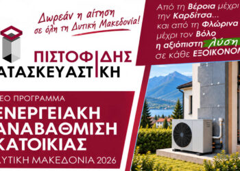 Ενταχθείτε στο νέο πρόγραμμα ενεργειακής αναβάθμισης κατοικιών στην Δυτική Μακεδονία με την αίτηση σας εντελώς ΔΩΡΕΑΝ από την ΠΙΣΤΟΦΙΔΗΣ ΚΑΤΑΣΚΕΥΑΣΤΙΚΗ!