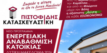 Ενταχθείτε στο νέο πρόγραμμα ενεργειακής αναβάθμισης κατοικιών στην Δυτική Μακεδονία με την αίτηση σας εντελώς ΔΩΡΕΑΝ από την ΠΙΣΤΟΦΙΔΗΣ ΚΑΤΑΣΚΕΥΑΣΤΙΚΗ!