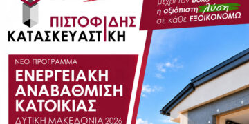 Ενταχθείτε στο νέο πρόγραμμα ενεργειακής αναβάθμισης κατοικιών στην Δυτική Μακεδονία με την αίτηση σας εντελώς ΔΩΡΕΑΝ από την ΠΙΣΤΟΦΙΔΗΣ ΚΑΤΑΣΚΕΥΑΣΤΙΚΗ!