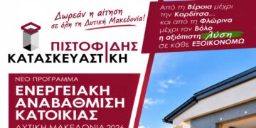 Ενταχθείτε στο νέο πρόγραμμα ενεργειακής αναβάθμισης κατοικιών στην Δυτική Μακεδονία με την αίτηση σας εντελώς ΔΩΡΕΑΝ από την ΠΙΣΤΟΦΙΔΗΣ ΚΑΤΑΣΚΕΥΑΣΤΙΚΗ!